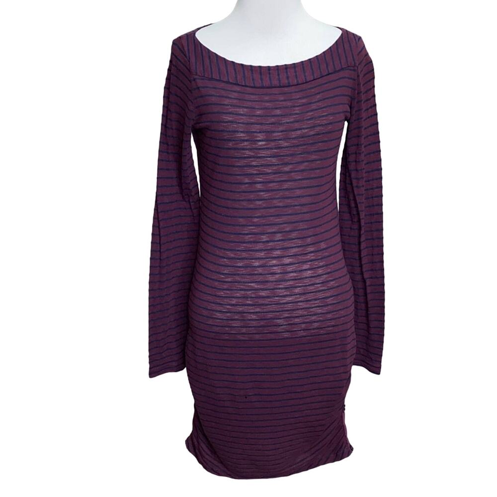 Splendid Maroon Navy Stripped Dress Small w/ Flaw Size Small